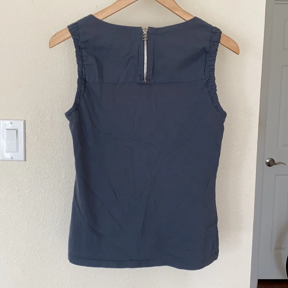Anthropologie*FLAW*Maeve Zipper Back Grey Tank Blouse - Picture 4 of 7